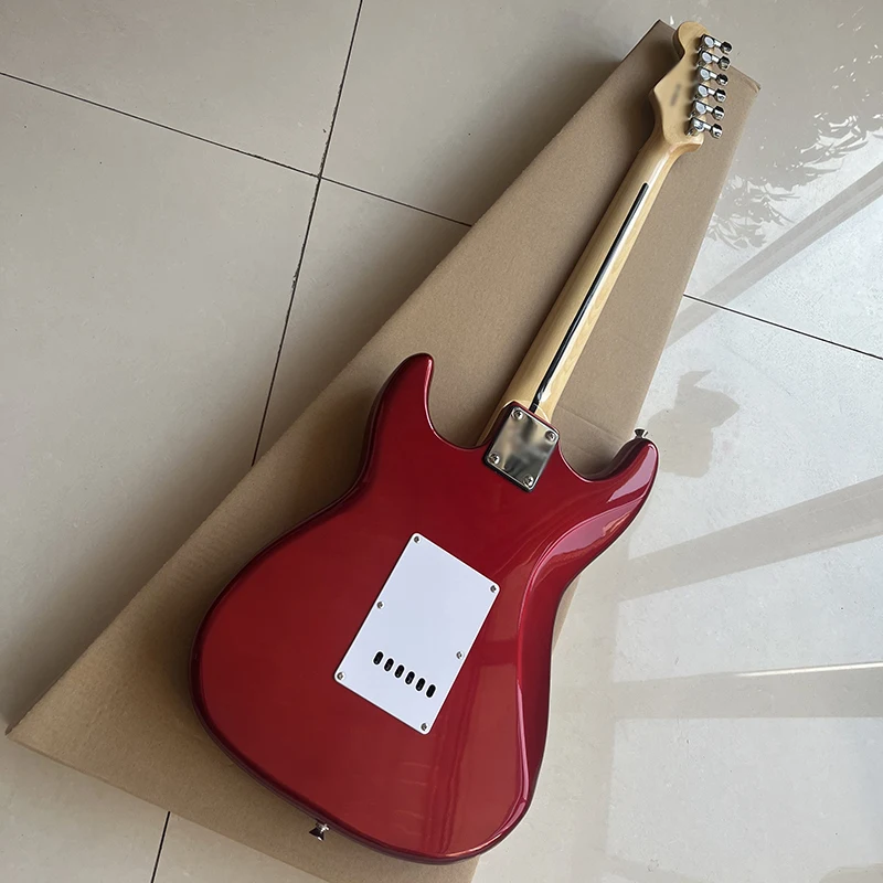 Classic st brand electric guitar, professional performance level, bright metal red surface, quality paint, free delivery to home