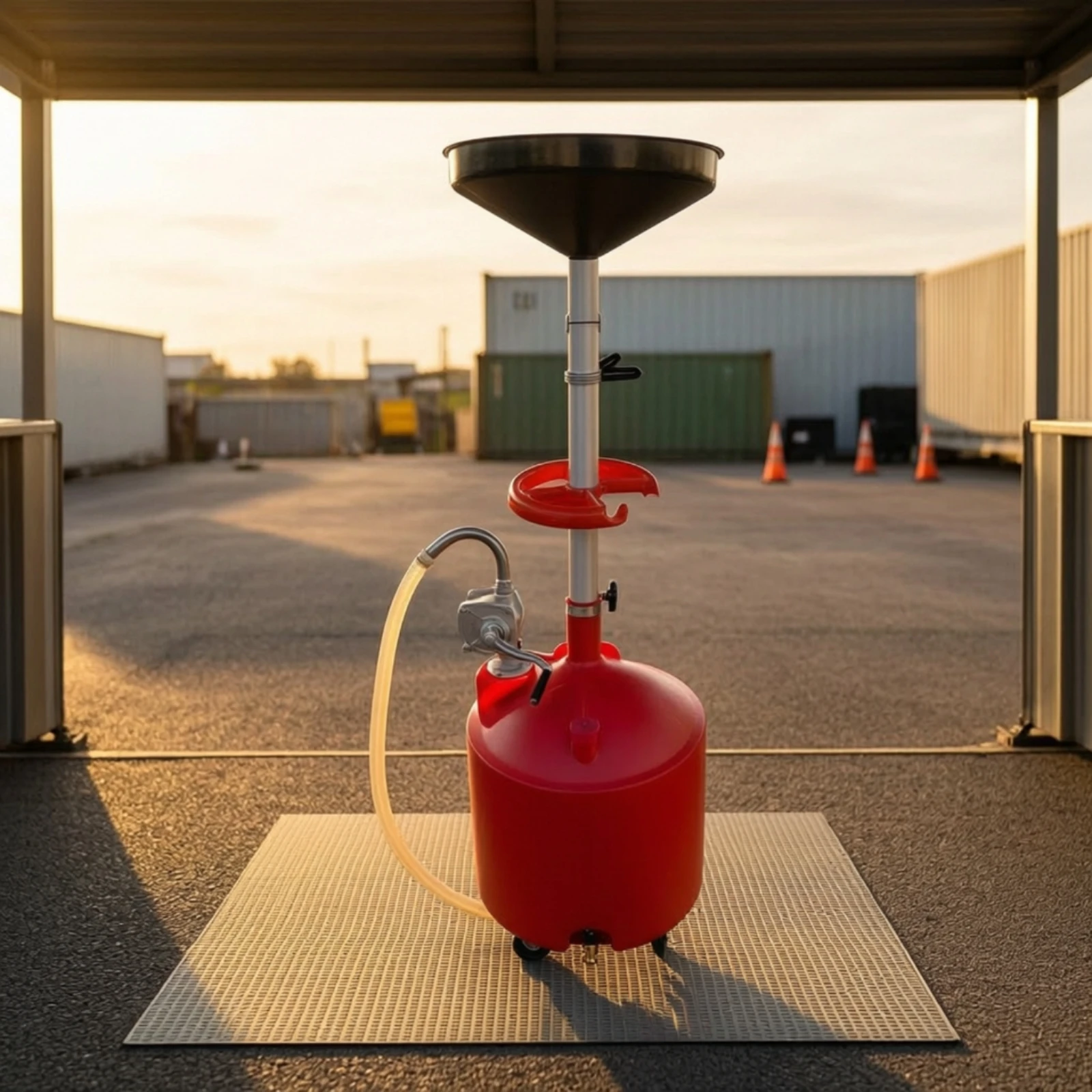 Professional Waste Oil Drainer Heavy Duty 75 Liter Oil Drain Tank with Pump Adjustable for Car Repair Bays
