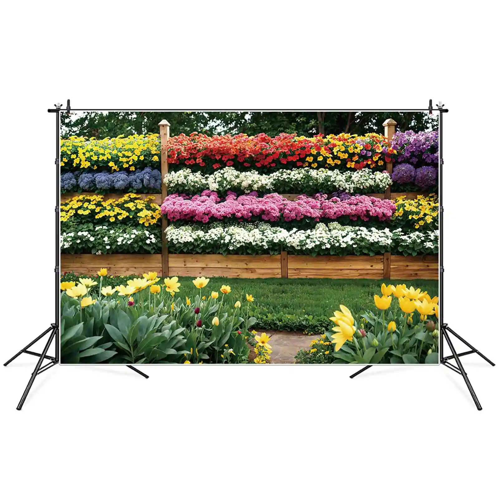 Fiori primaverili fondali da giardino per giardino fotografia decorazione per feste fiore recinzione in legno parete personalizzata per bambini sfondi fotografici puntelli