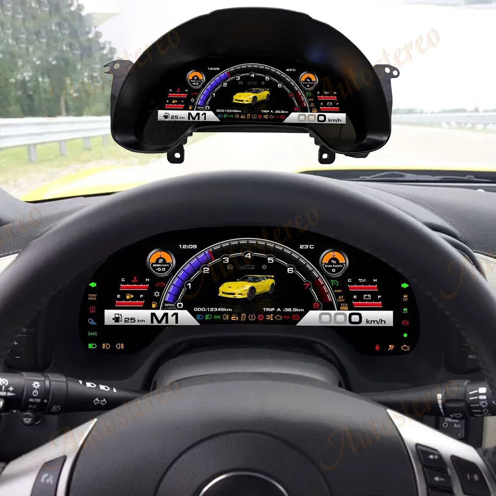 Car Speed Meter for Chevrolet Corvette C6 Stingray 2005-2013 LCD Virtual Cockpit Digital Cluster Car Odometer Screen Dashboard