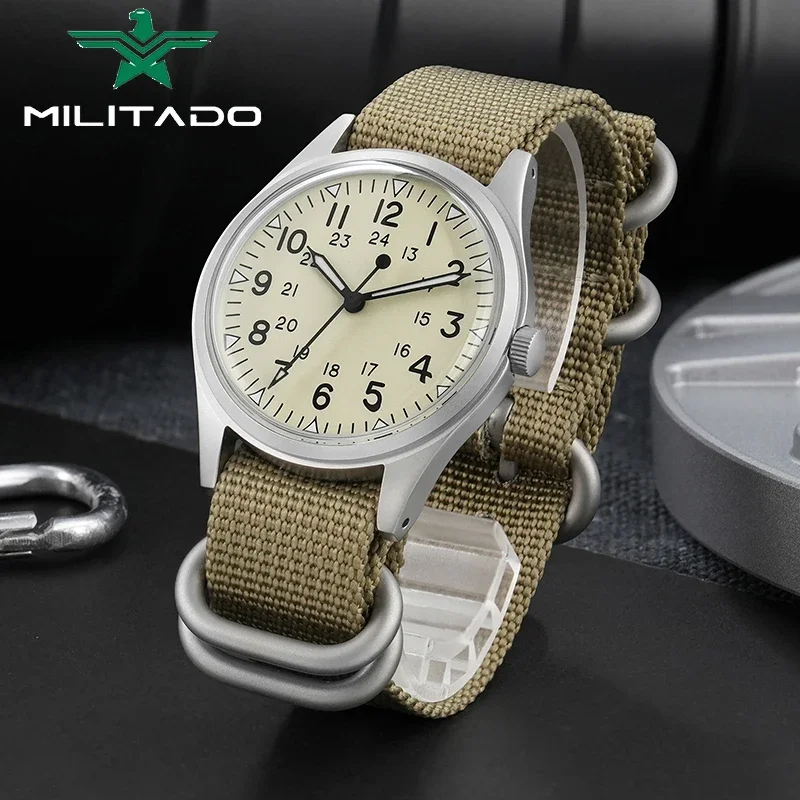 Reloj de cuarzo Militado ML07 movimiento VH31 reloj militar de cristal de zafiro 100m resistente al agua reloj luminoso con revestimiento AR de alta claridad