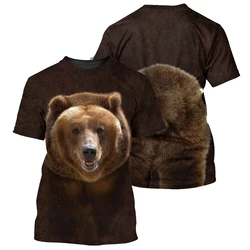 Funny Cute Bear 3D Print Animals T-shirt Summer Men O-Neck Short Sleeve T Shirts Oversized Streetwear Man Kids Casual Tees Tops