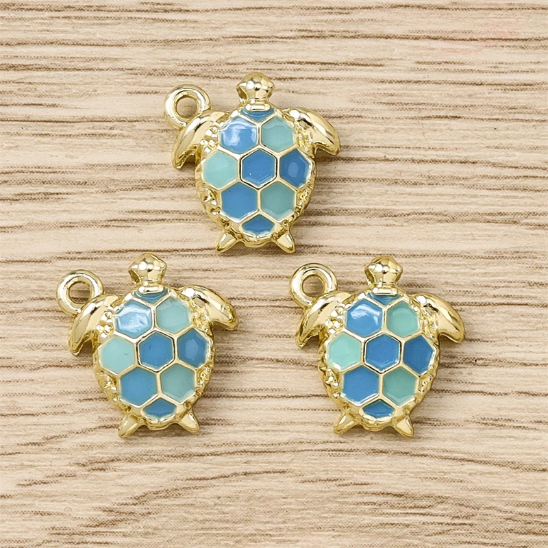 5 Stück 12x12mm Cartoon-Tier-Anhänger aus Emaille-Legierung, Schildkröten-Anhänger für die Schmuckherstellung, Ohrringe, Halsketten, Armbänder, DIY-Geschenke – Detail 3