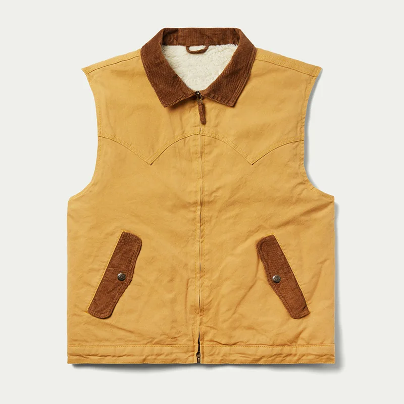 

New European and American autumn and winter jackets for men: Retro western cowboy style casual men's colorblock vest