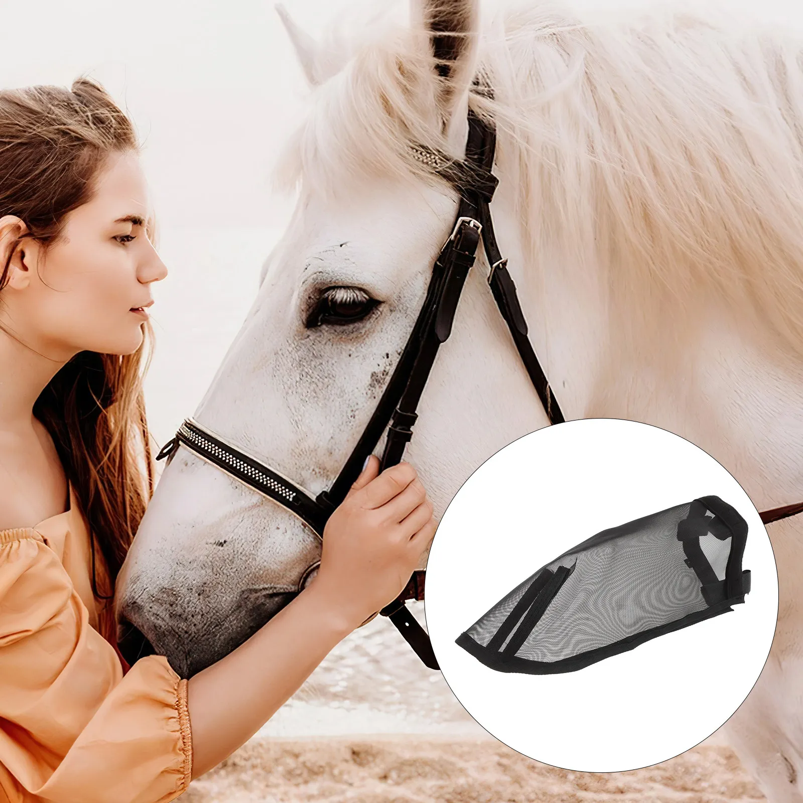 Protector Nasal para Caballos, Malla Fina Transpirable, Suave y Cómoda, Red de Protección para Exteriores, Máscara Nasal para Caballos