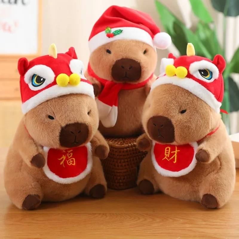 คริสต์มาส Capybara ตุ๊กตา Plush เทศกาลจําลอง Capibara Plush ของเล่นหมอนนุ่มตุ๊กตา Sleeping ของเล่นเด็กของขวัญวันเกิด