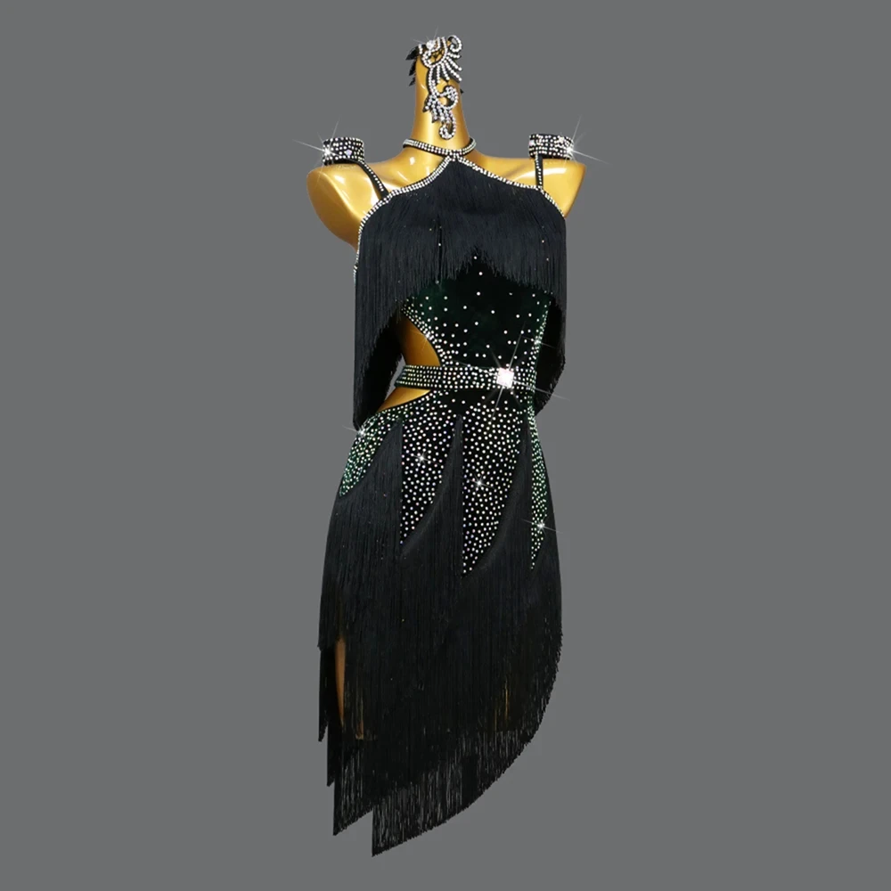 

Latin Dance Dress New Women's American Stage Costume Girls Practice Sexy Outfits Kids Ballroom Clothes 2025 Prom Evening Outfits