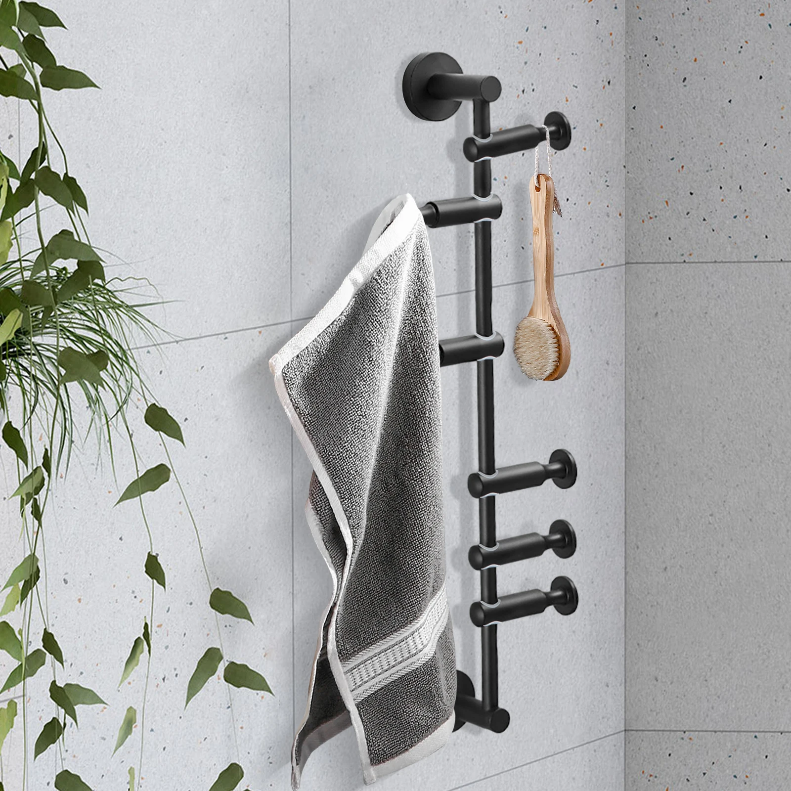 

Solid 6-Hook Coat Rack: Black for Modern Home Decor