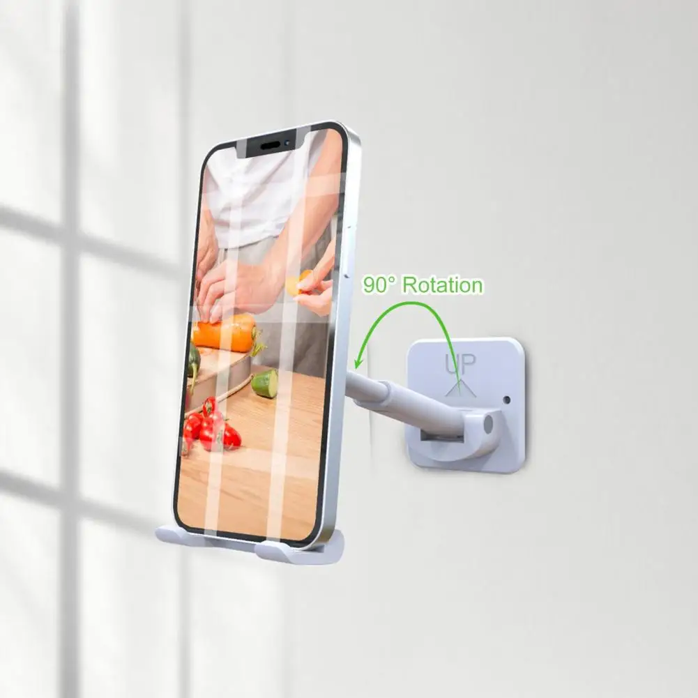 Mobile Phone Bracket Versatile Wall-mounted Mobile Phone Holder Adjustable Height 90-degree Rotation Anti-shake for Universal