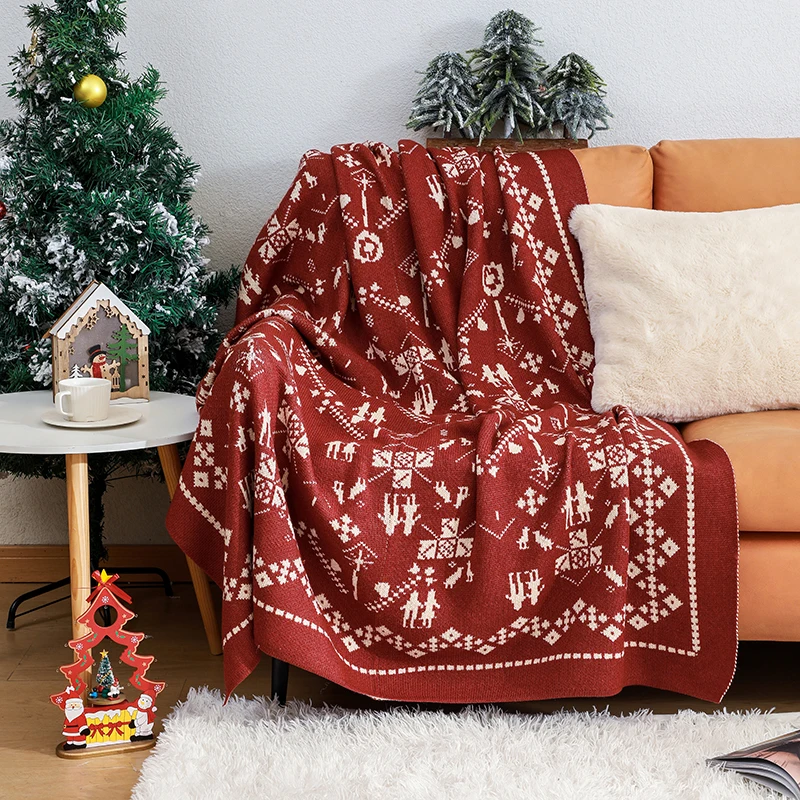 

Holiday decorative blanket living room sofa blanket new year red blanket bedside knitted blankets