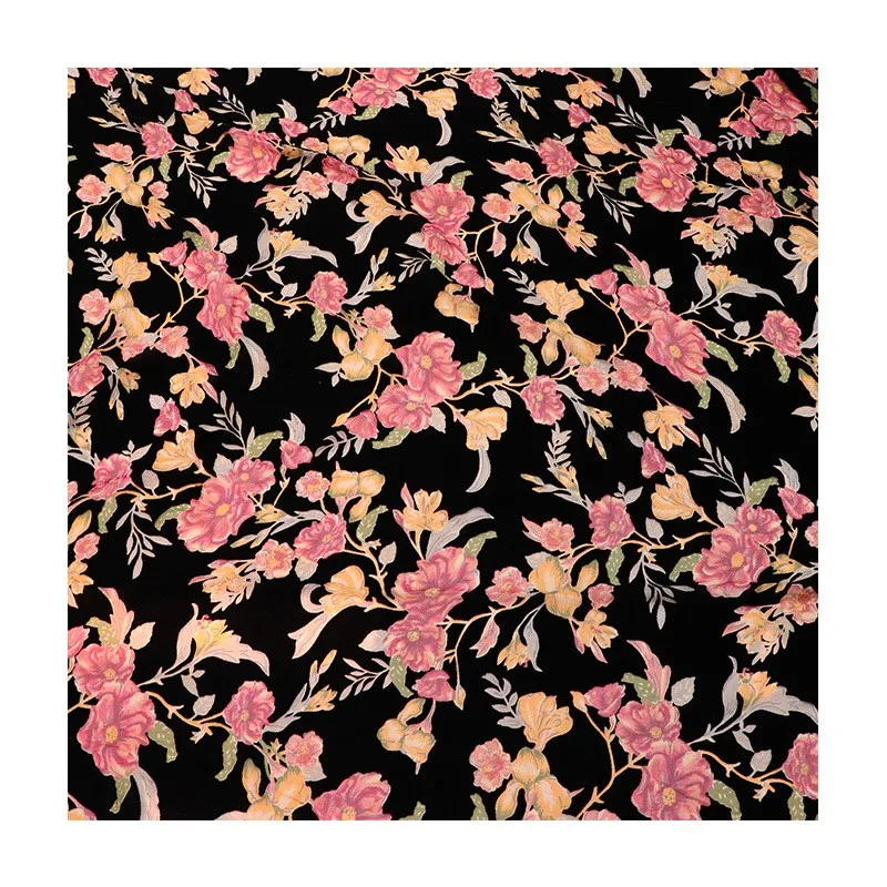 벨벳 브로케이드 비스코스 프린트 무늬가 있는 번트 패브릭 나이트가운 드레스 치파오