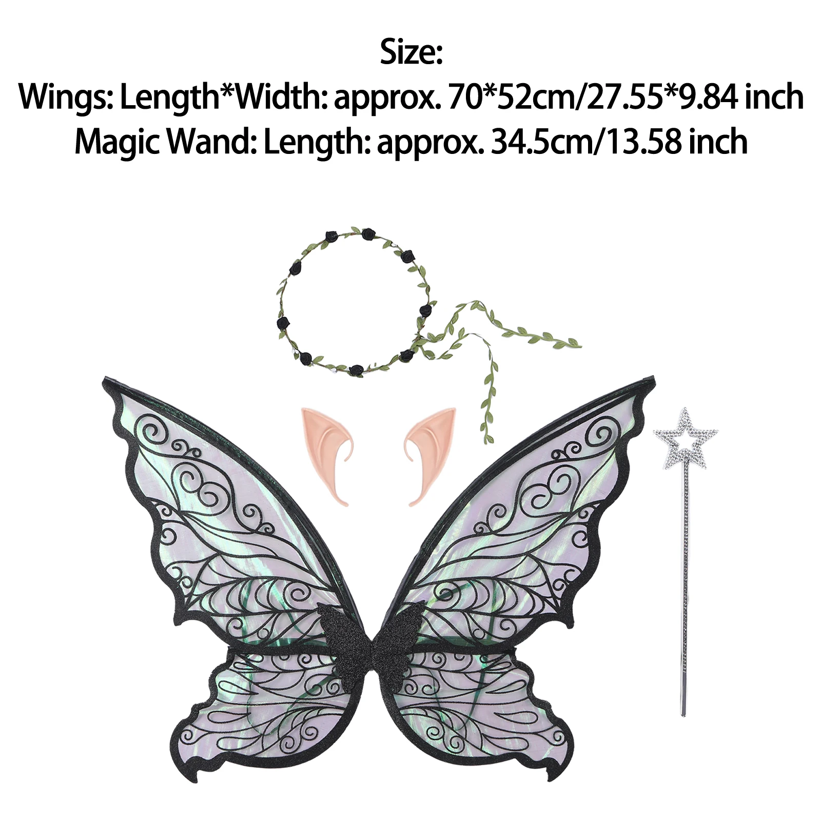 Conjuntos de fiesta de alas de mariposa y Ángel para niñas, alas de Ángel, orejas de elfo, varita mágica, accesorios de corona, suministro de Festival para Cosplay temático