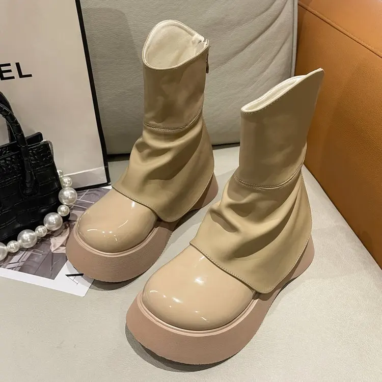 

Modern Ankle Boots For Women Punk Chelsea Booties Gladiator Fashion Ladies Round Toe Short Zipper Platform Female Rubber Shoes