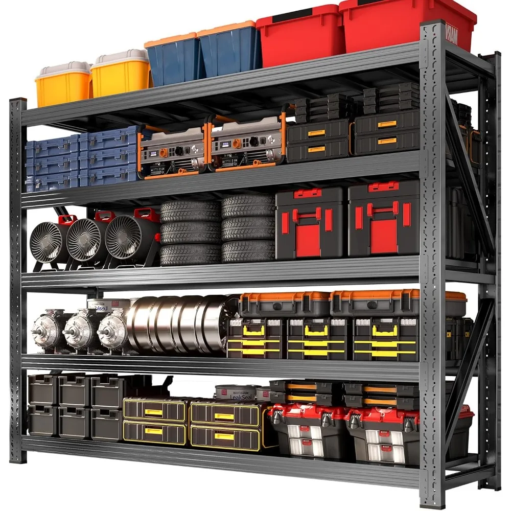 وحدة رفوف جراج معدنية، رف تخزين سلكي قابل للتعديل عالي التحمل مكون من 5 طبقات، أرفف صناعية بوزن 8000 رطل للمرآب
