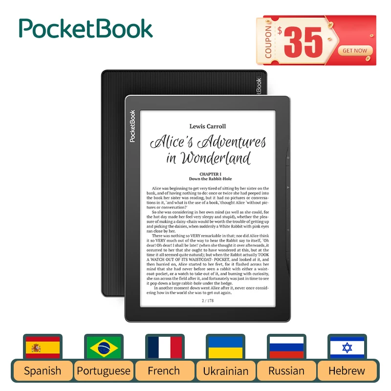 

PocketBook Ebook Reader InkPad Lite Large 9.7-inch For Read/Study SMARTlight Side Control Buttons G-sensor 23 Formats Ereader