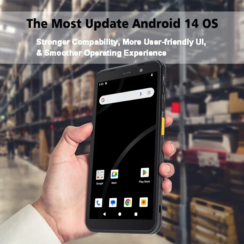 PDA Genggam 6 Inci Android 14 Pengumpul Data Industri Logistik Komputer Mobile PDA 13 Jam Kerja NFC Barcode PDA Tangguh
