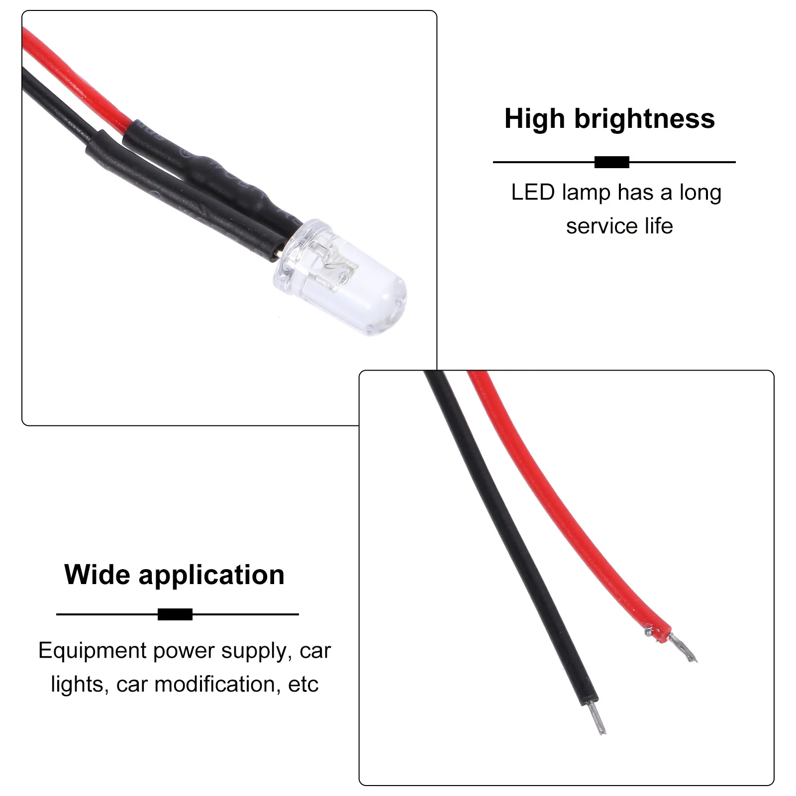 25 Pcs LED Indicator Light Warm Emitting Diode 5mm Lamp Pre-Wired Flash 12V Wiring