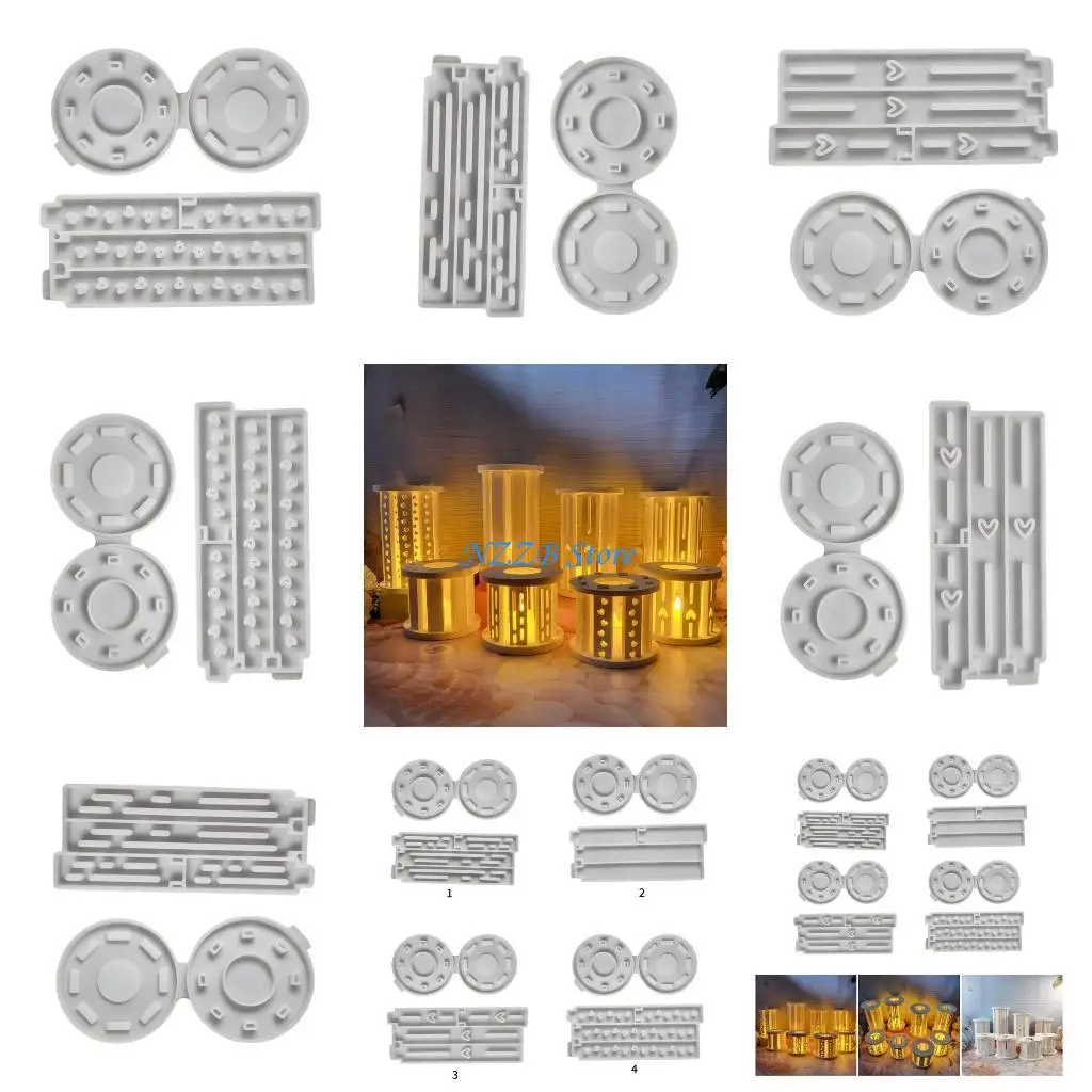 

T21F Crafting Hollow Lanterns Decors Mold Silicone Molds for Crafting Epoxy Resin Hollow Lantern Pen Holder Desk Accessory