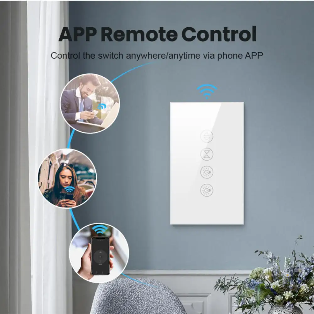 Aubess-Lámpara inteligente Tuya 2 en 1, Interruptor táctil de pared con Wifi, funciona con la aplicación Smart Life, Alexa y Google Home