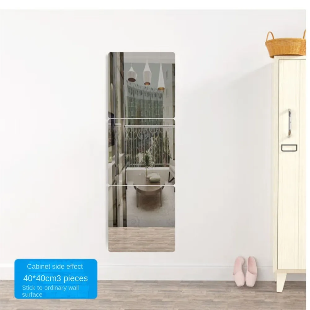 Square Mirror Wall Sticker DIY Soft Acrylic Wall Stickers Art Wall Decoration Home Living Room Bedroom Decor Full Body Mirror