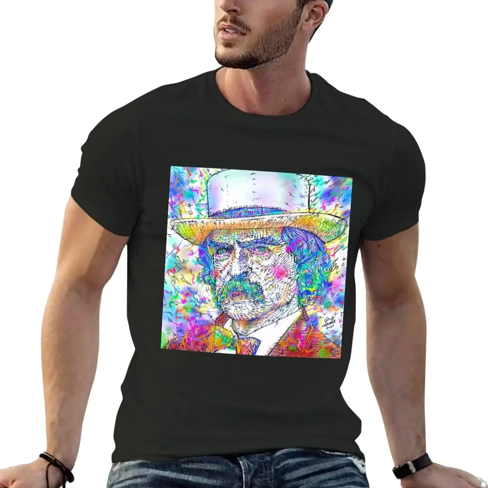 MARK TWAIN watercolor and inks portrait.1 T-Shirt sports fans plus size clothes fruit of the loom mens t shirts