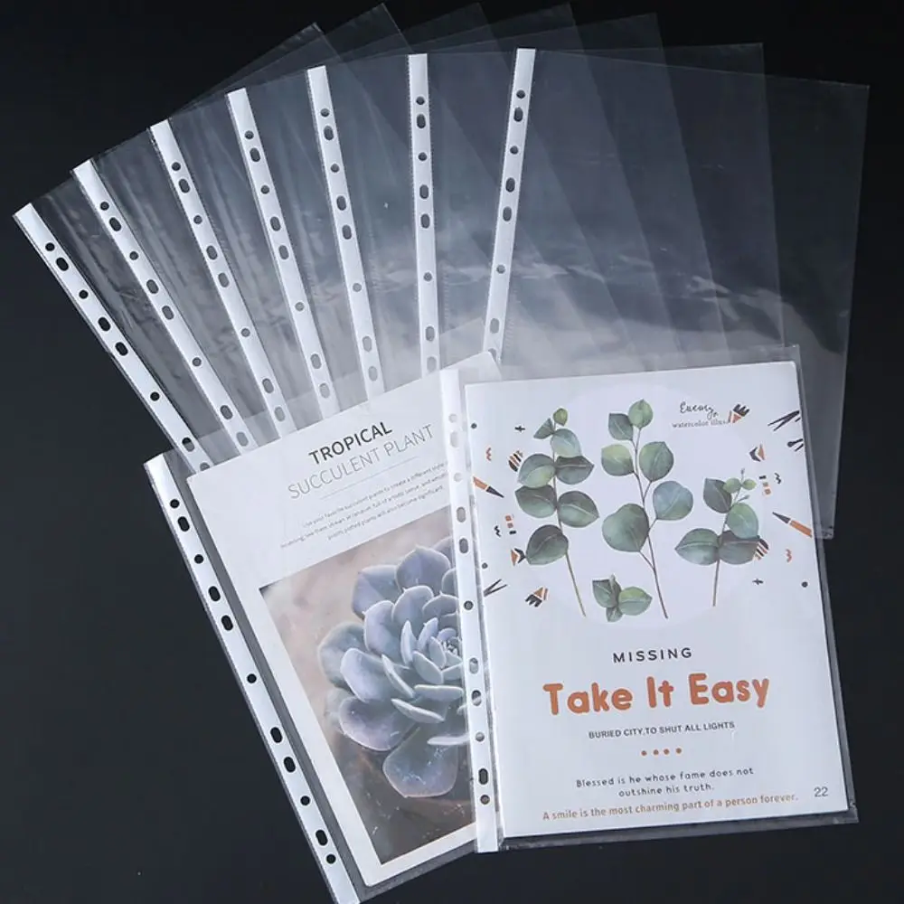 

100sheets Transparent Loose Leaf Refill Paper 11-hole Photocard Holder Album Refill Spiral Page Binder Indexing Cards