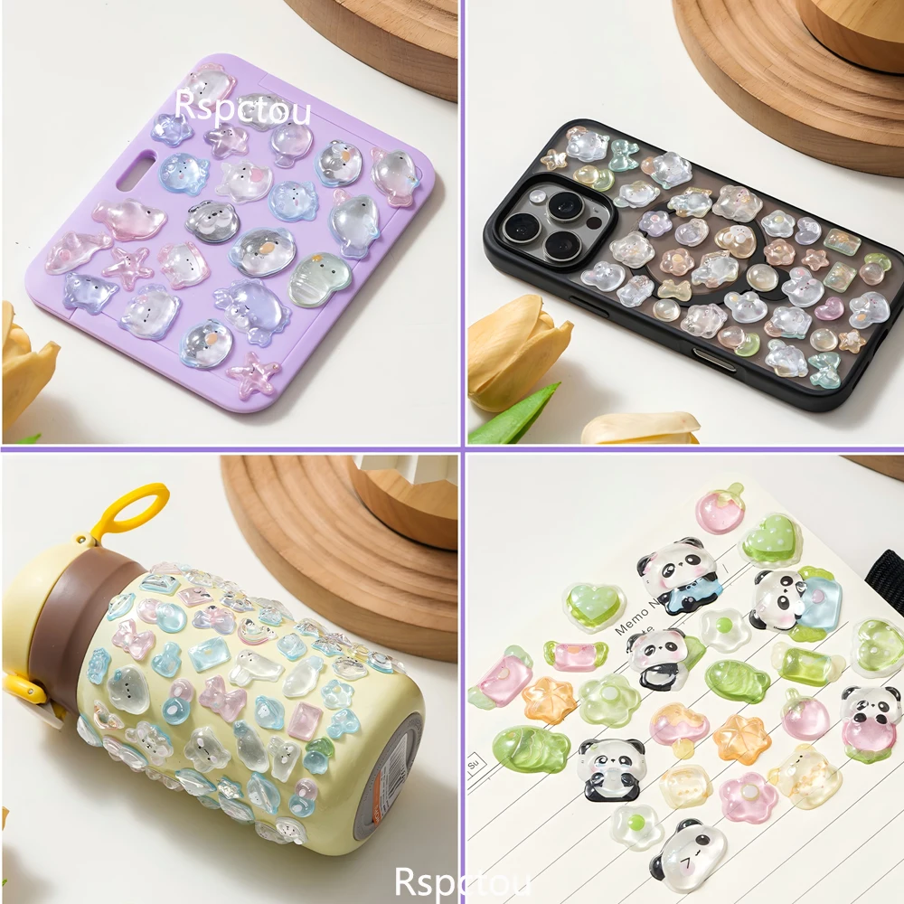 6 stuks grappige schattige dieren cartoon 3D reliëf kristalstickers DIY laptop telefoon waterfles creatieve driedimensionale stickers speelgoed