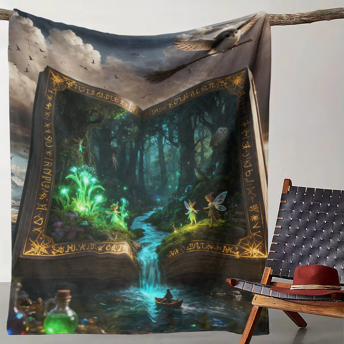 

1 Magic Book Realm Elf Forest Blanket Suitable for Camping, Living Rooms, Offices, Chairs, and Beds