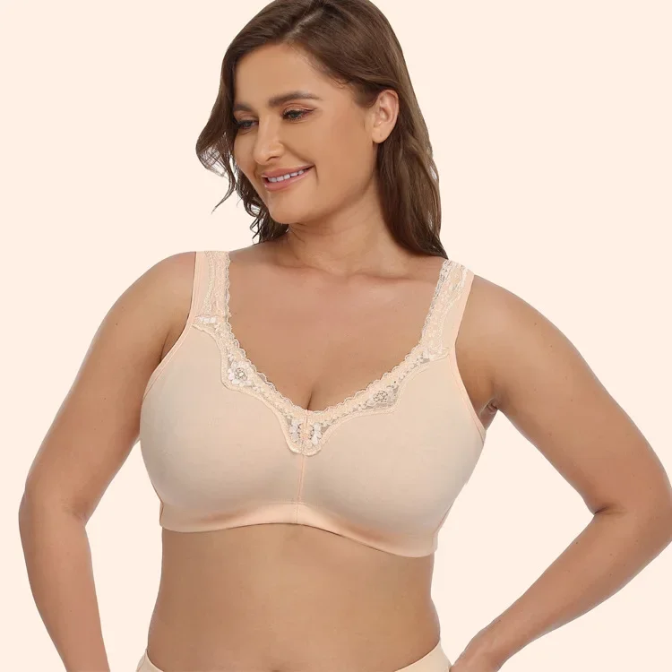 BralacePlus Size sujetador transfronterizo de calidad superior de talla grande para mujeres regordetas Copa B-G sujetador inalámbrico cómodo transpirable Lingeri