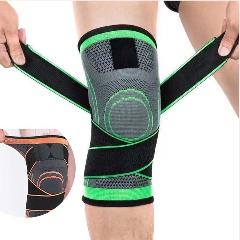 

NEW 1PC Sports Kneepad Men Pressurized Elastic Knee Pads Support Fitness Gear Basketball Volleyball Brace Protector