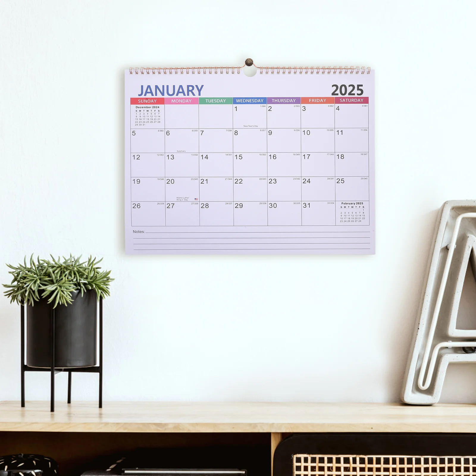 

2025 Wall Calendar for Makeup Advent Daily Planner Paper Reusable Hanging Large Coil Classroom Time Schedule