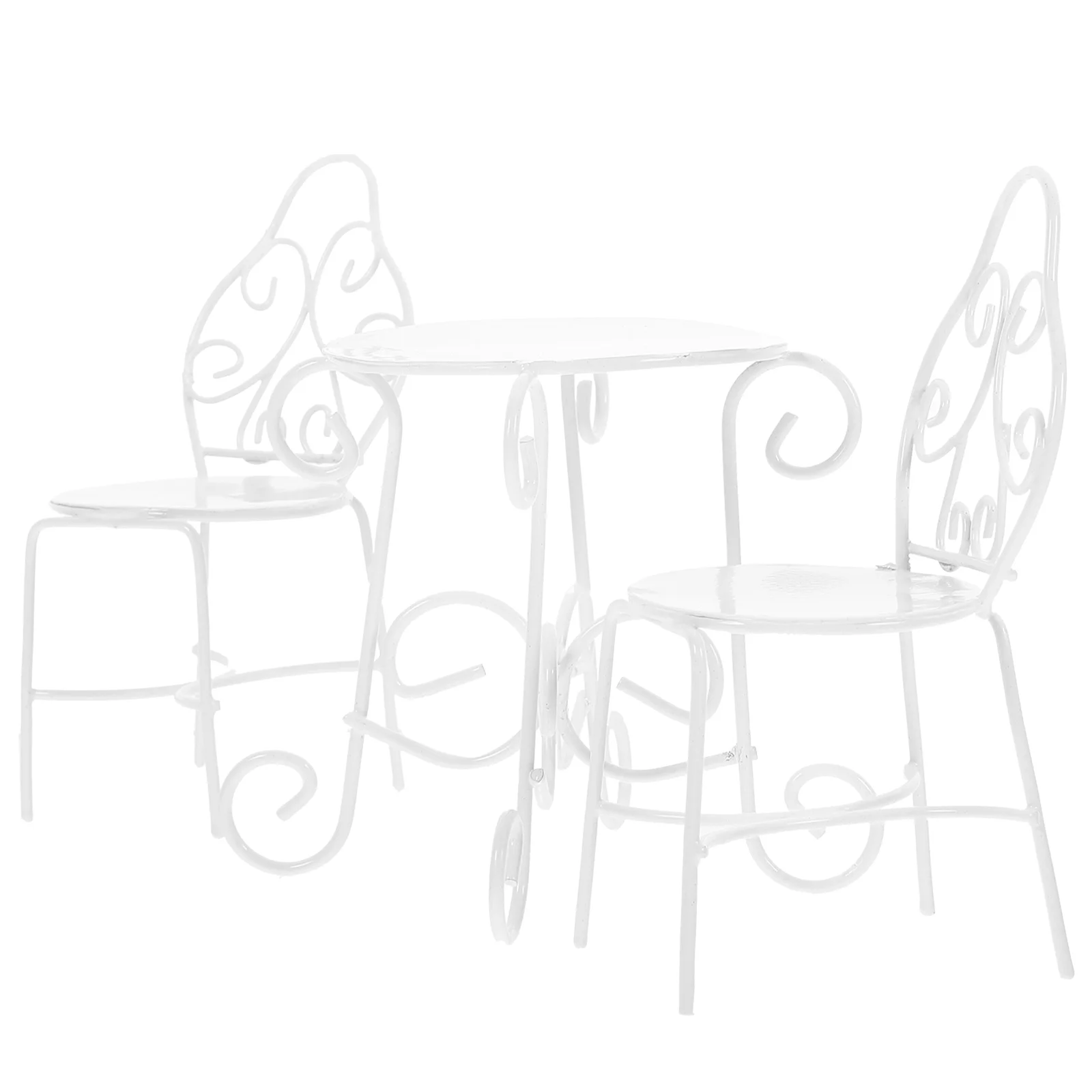

Dollhouse Table Chairs Metal Miniature Table Chair 1/12 Scale Dollhouse Furniture Accessories