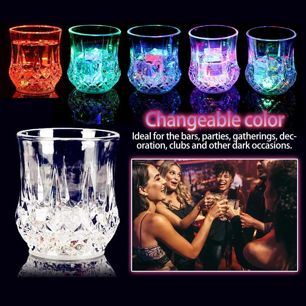 70ml LED Flashing Cup Wine Beer Whisky Mug Water Beverage Drinking Glasses Automatic Glowing Cup Bar Party Home Supplies