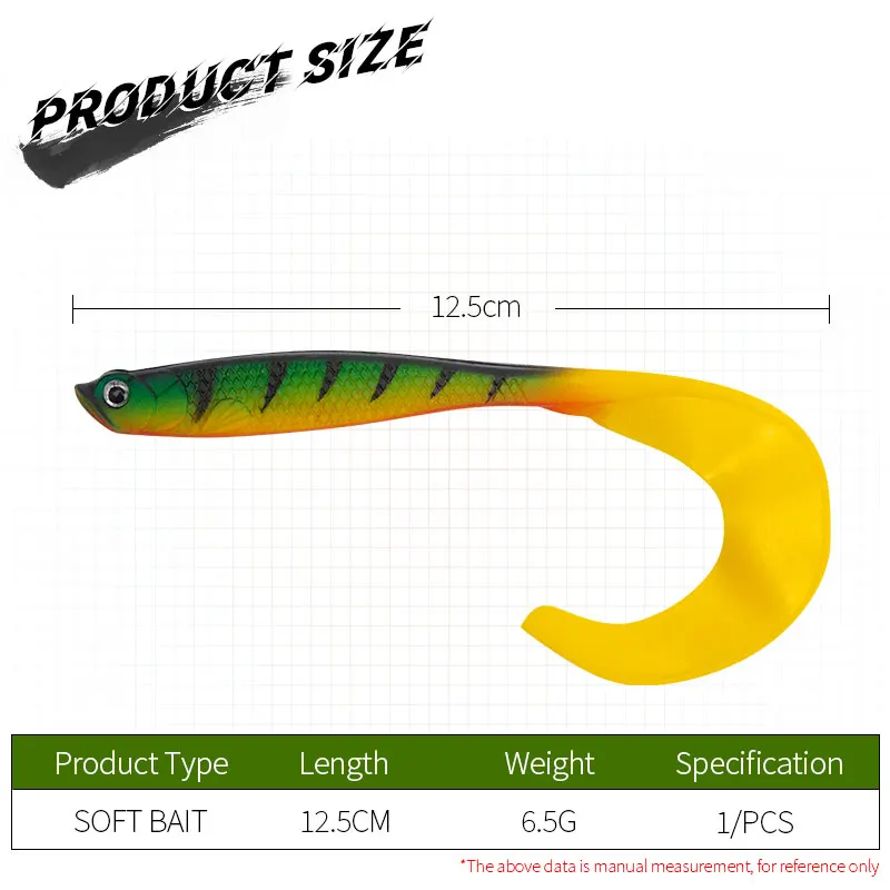 Balanzze 125MM Cannibal Curved Tail Artificial Wobblers Fishing Lures Soft Baits Silicone Shad Worm Bass Lure Souple 4PCS