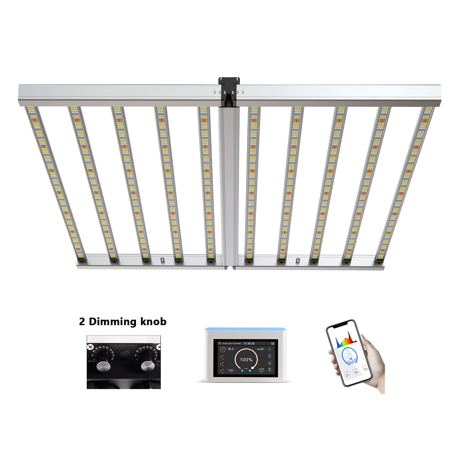 

3 Channels 900W LED Grow Lights with IP65 New Design Greenhouse Dimming System Adjustable Spectrum for Bloom Application