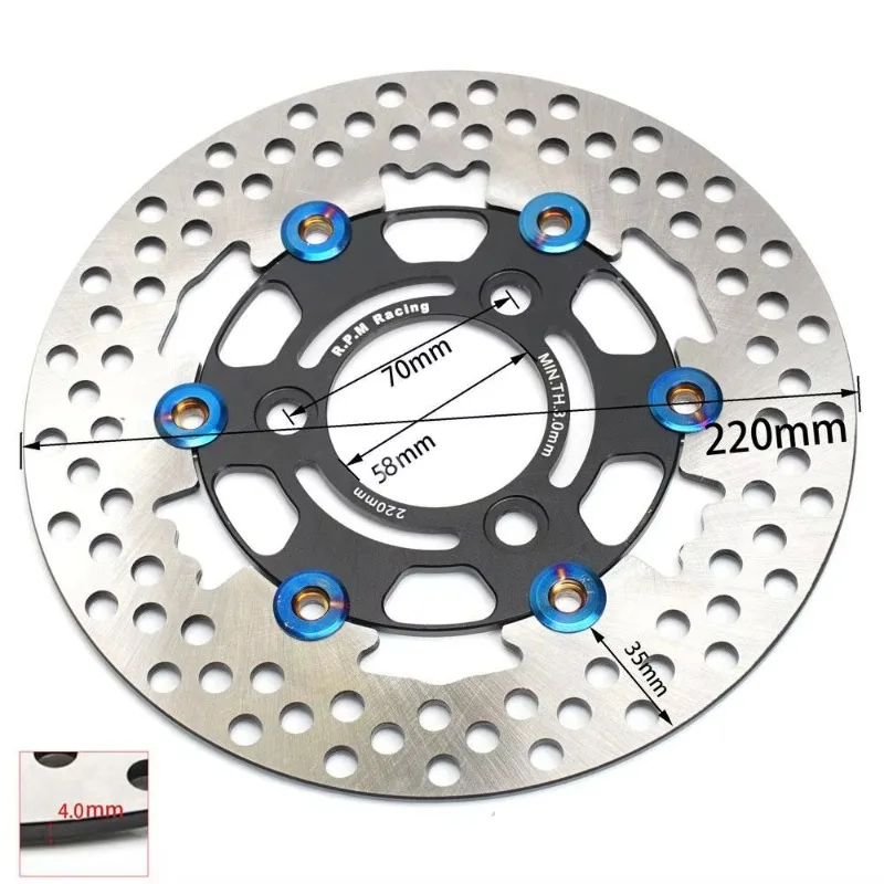 220Mm Rpm General Motorcycle Brake Disc Steel Floating Disc Rotor with 3 Holes