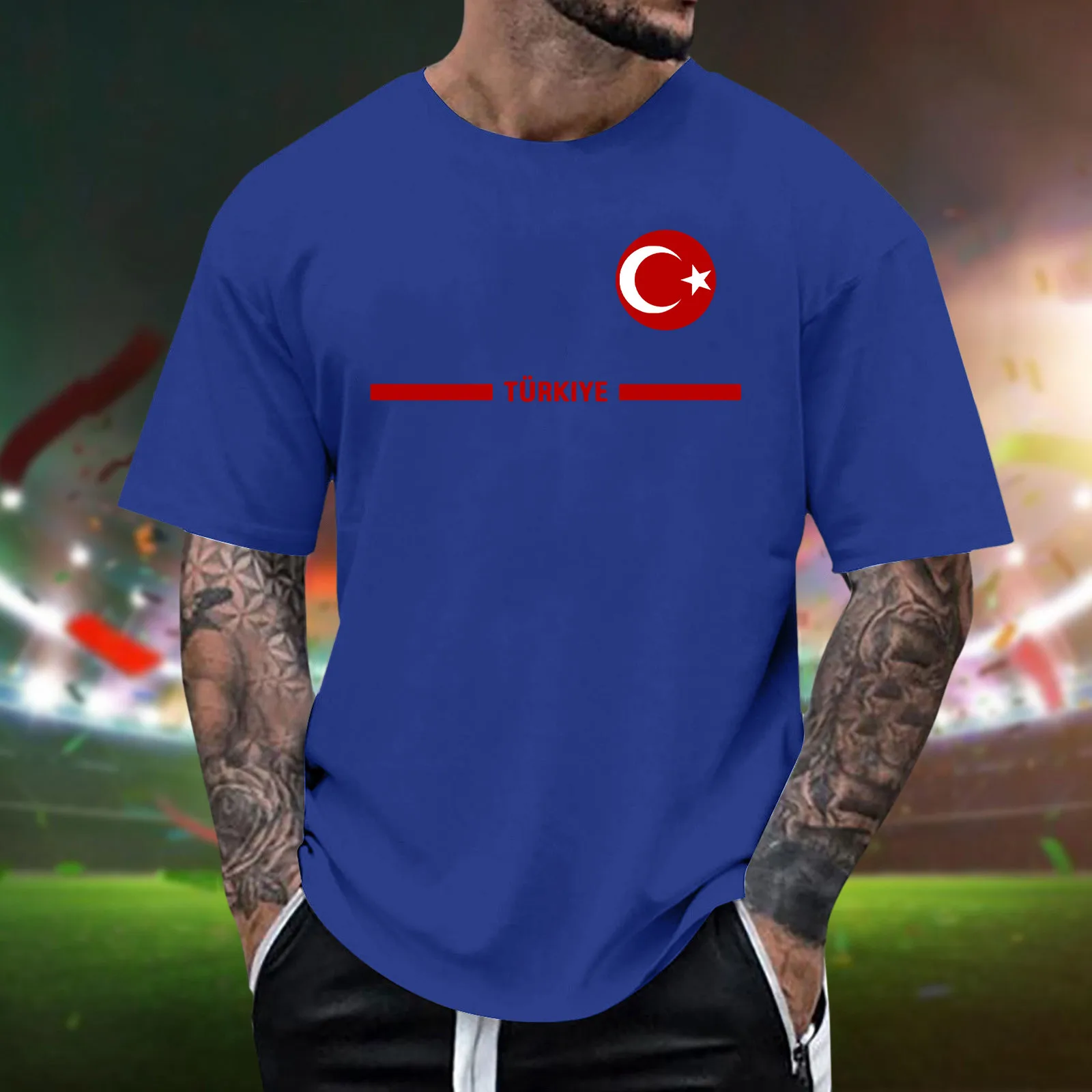 Turkish Flag Print T-Shirts Men\'s 2024 New Casual Summer Turkey Tee Shirts Printed Short Sleeve O-Neck T-Shirt Male Top Tee