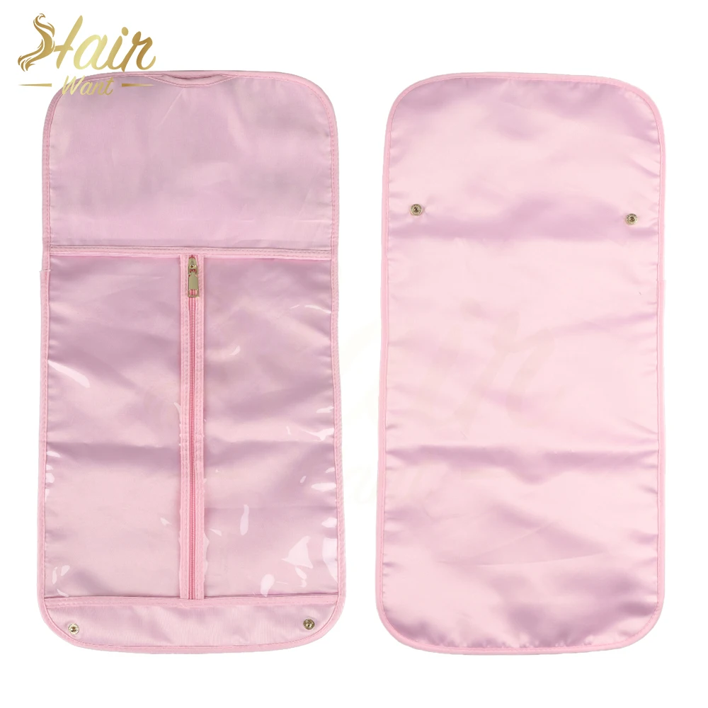 Hair Want Hair Extension Storage Bag Hairpieces Storage Holder with Wooden Hanger Dust-proof Portable Waterproof Suit