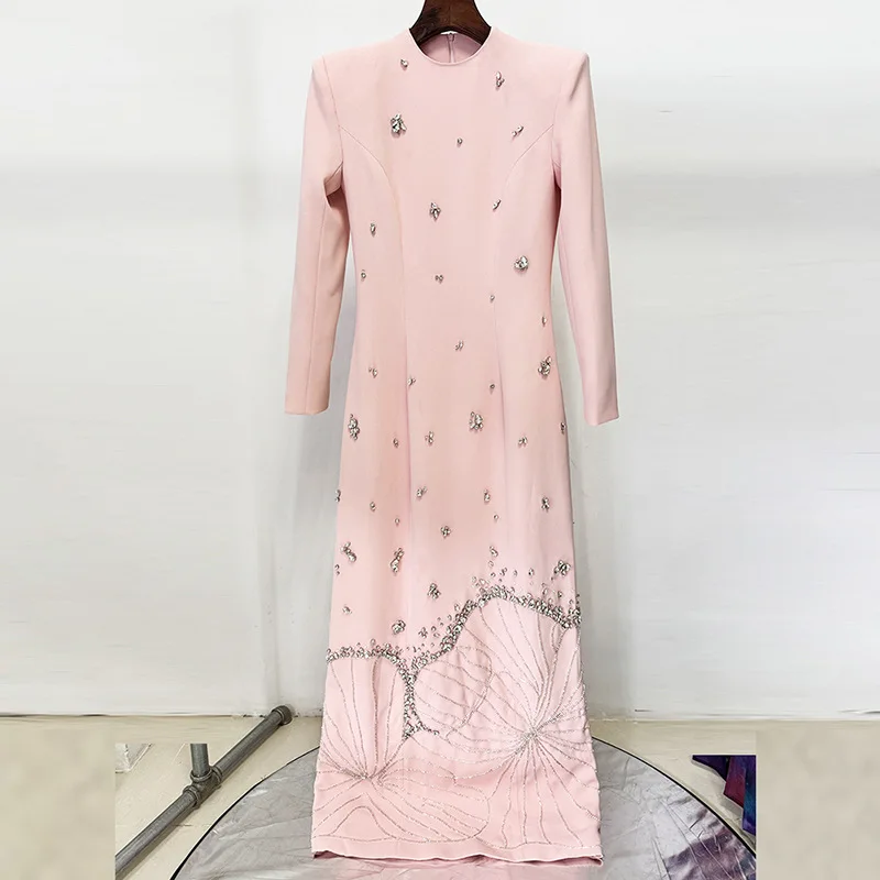 Vestido de fiesta de cumpleaños de sirena blanca de lujo, cuello alto, mangas largas, Bedas de cristal, vestidos formales de satén para fiesta y desfile, vestidos de noche