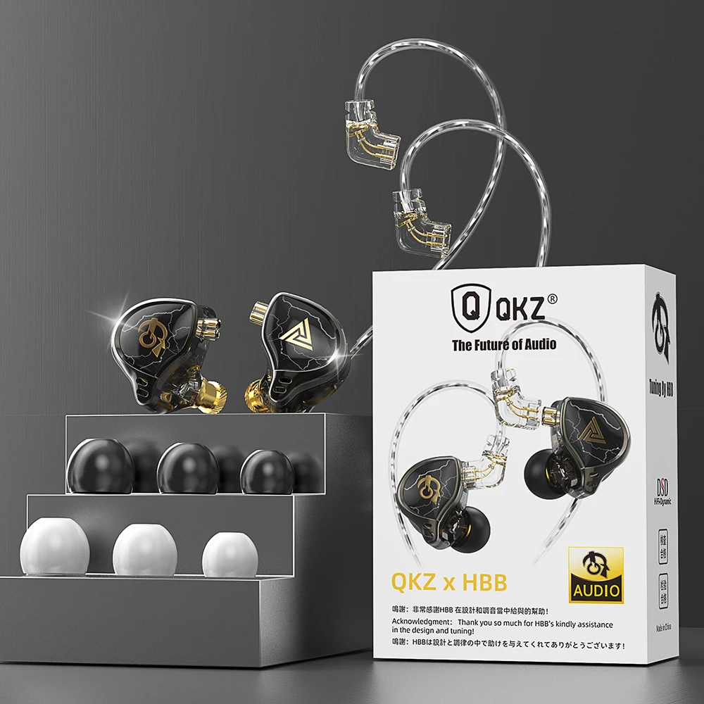 الأصلي QKZ X HBB السلكية سماعات ، اسم مشترك سماعات ، HiFi IEMs شاشات سماعة ، مرحبا الدقة الصوت Fancier الموسيقى الألعاب سماعات ، 10 مللي متر