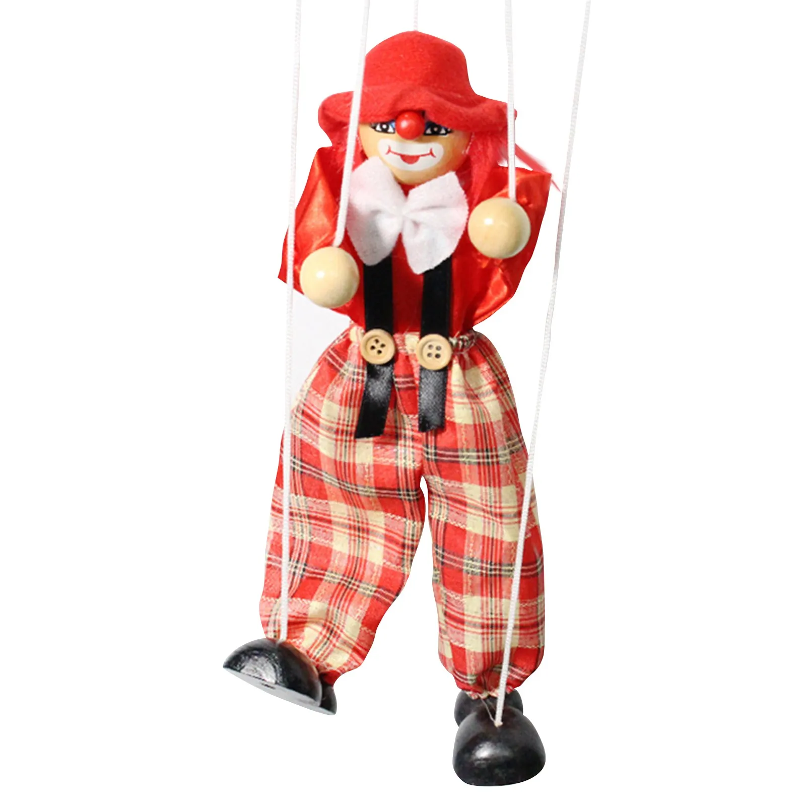 Funny Vintage Colorful Pull String Puppet Clown Wooden Marionette Handcraft Toys Joint Activity Doll Kids Children Gifts