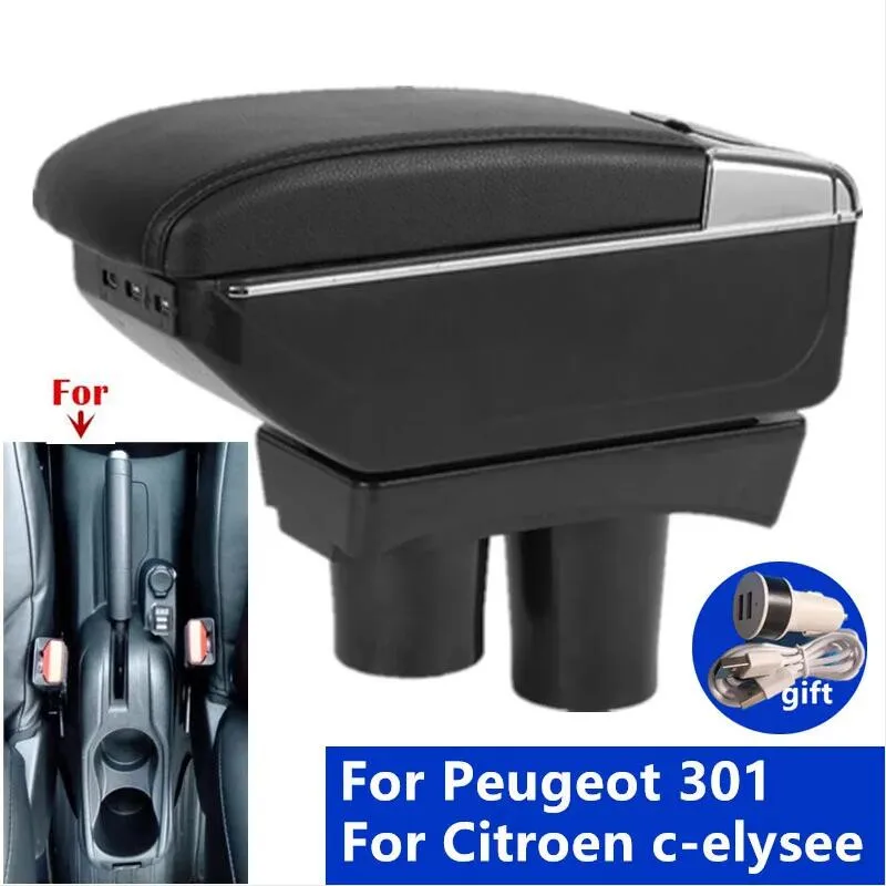 Center-Aufbewahrungsbox für Citroen C-elysee, Armlehnenbox für Peugeot 301, Auto-Armlehne, Innen-Nachrüstung, USB-Aufladung, Autozubehör