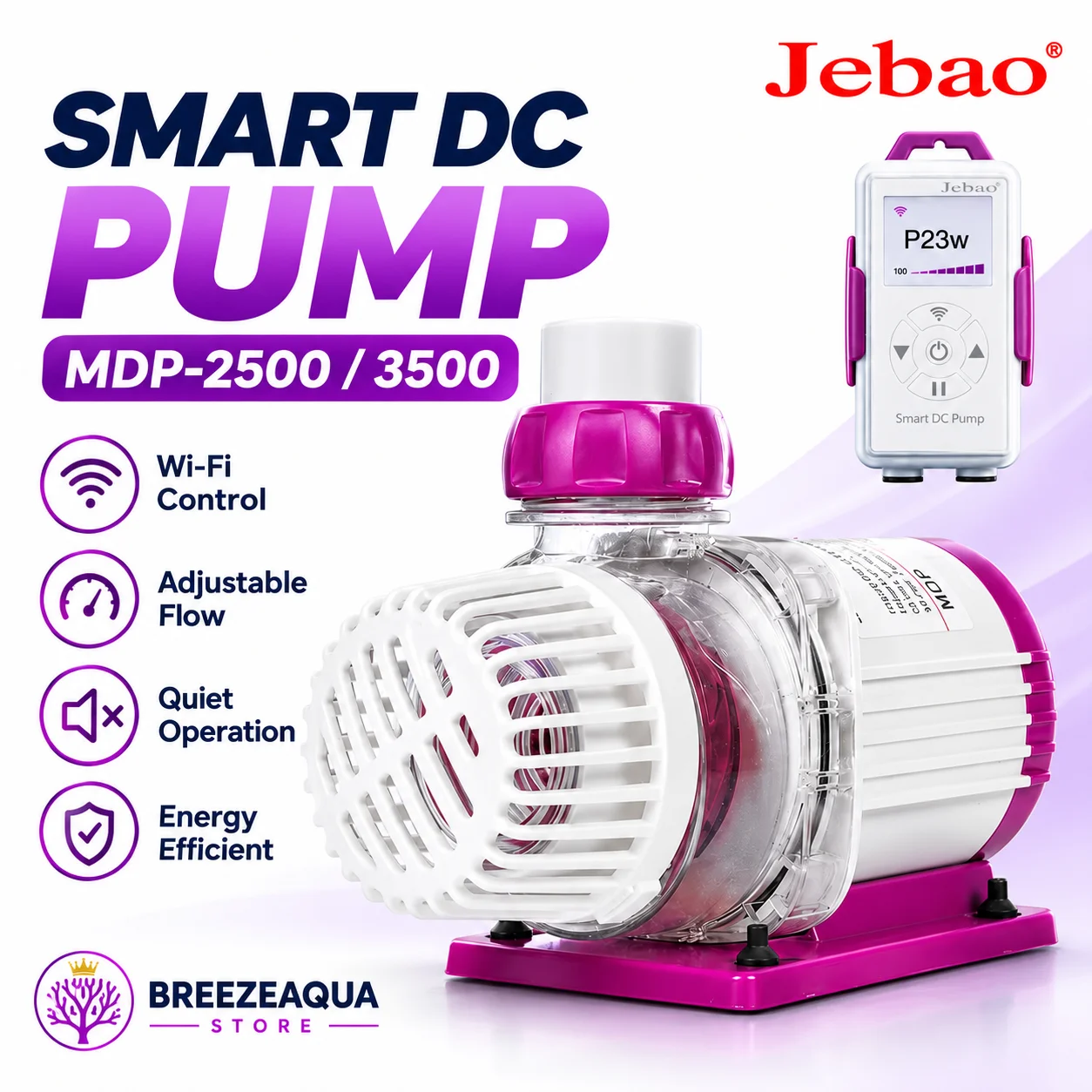 Jebao MDP-2500 MDP-3500 WiFi App-Steuerung DC Aquarium Wasserzirkulation Rückholpumpe für Salzwasser-Süßwasser-Fischrifftank