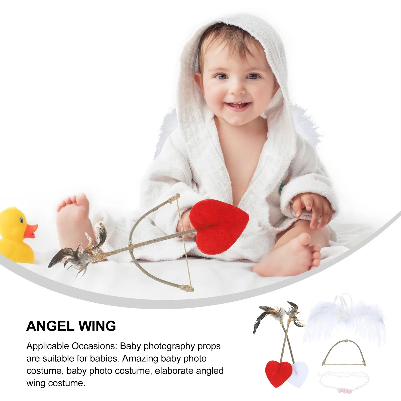 

1 set Photography Months Safe Plume Performing Decorative Props Wood Angel Photo Props Angel Wing Wing Photo