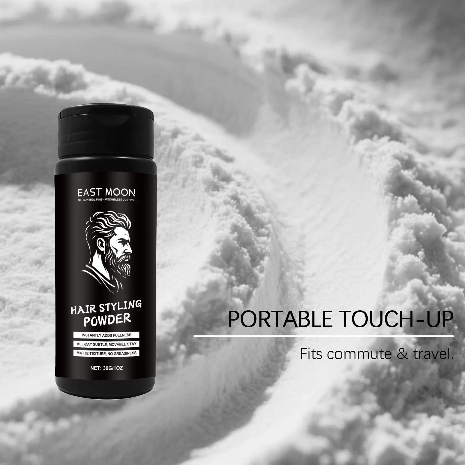بودرة تصفيف الشعر للتحكم في زيت القمر الشرقي، مقاومة للماء وغير شحوم، ترطيب بدون دهن، مساحيق تشكيل الشعر للرجال في عيد الميلاد