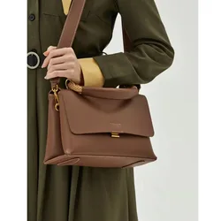 Brand Leather Commuter Bag New Fashion Handbag Women's Shoulder Bag Niche Design British Style Messenger Bag N1455