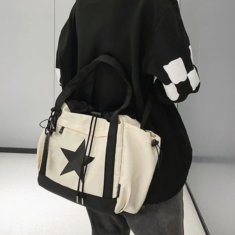 E74B Umhängetasche mit großer Kapazität für Damen und Herren, Handtasche mit Sternenmuster, Nylon-Umhängetasche