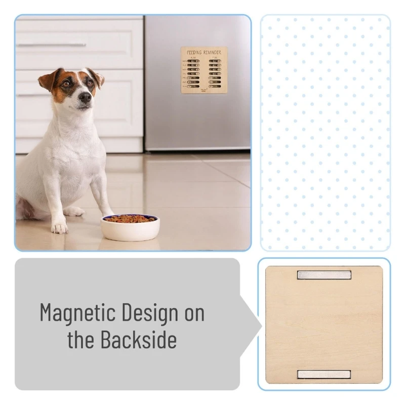 أجهزة تتبع تذكير لتغذية الحيوانات الأليفة الخشبية مع سجلات AM PM، أدوات التحكم المنزلقة للتقويم الأسبوعي لسهولة جدول وجبات الكلاب