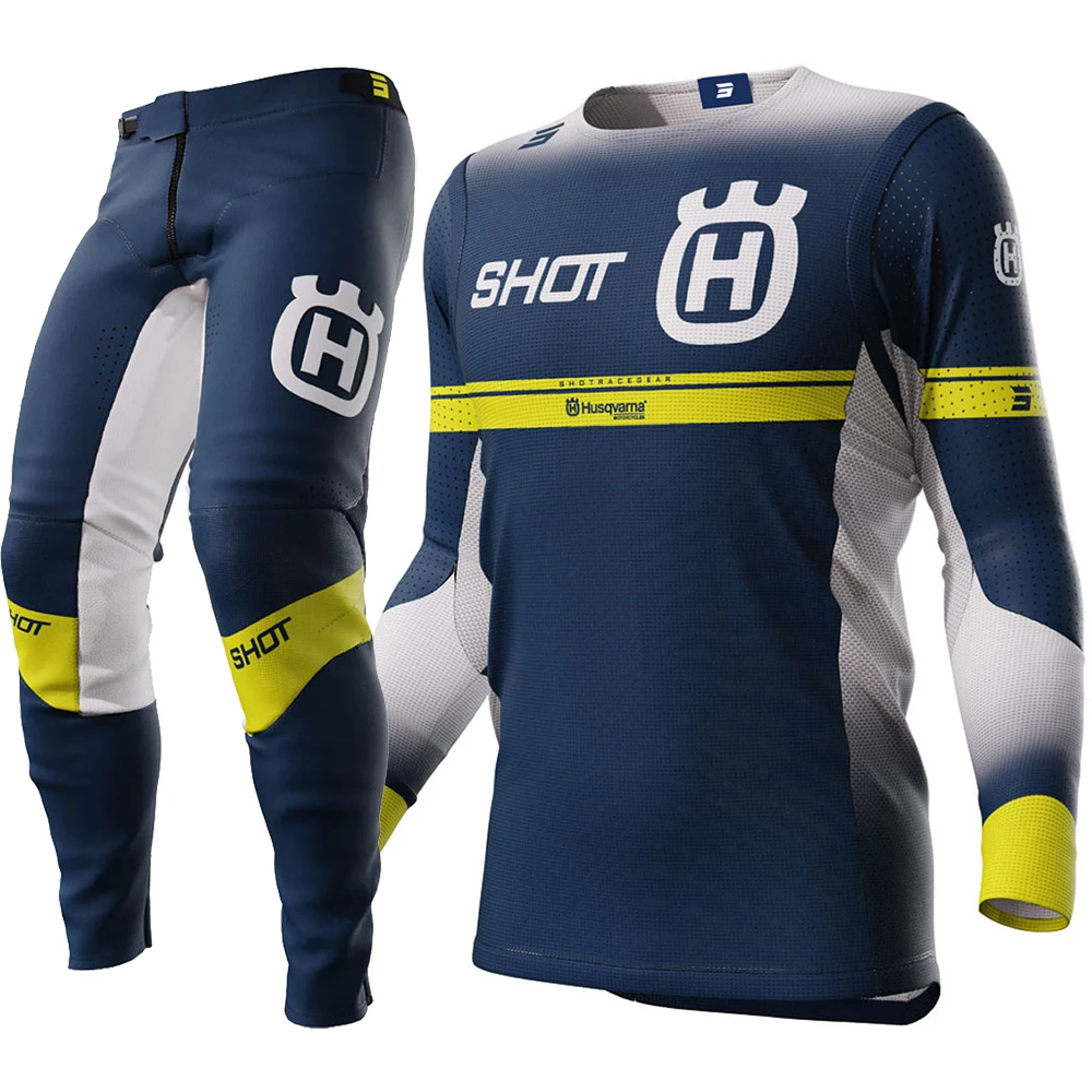 Husqvarna-Ensemble d'équipement de motocross bleu marine, maillot et pantalon de moto, haut, hors route, MX, 2024