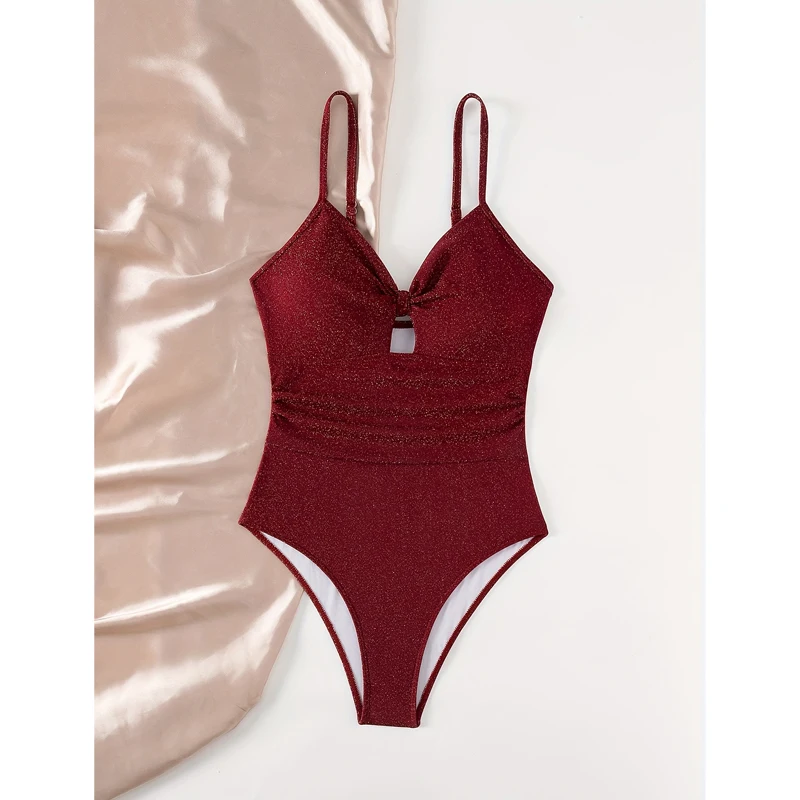 FASKOB ไวน์แดง One Piece ชุดว่ายน้ําบิกินี่เซ็กซี่หญิง one-piece ชุดว่ายน้ํา 2025 ชุดบิกินี่ฤดูร้อนเสื้อผ้าชายหาด